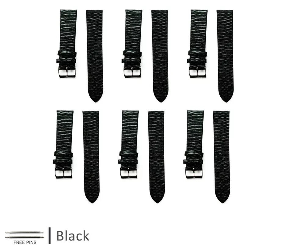 Lot of 50Pcs.Watch Bands Genuine Leather Lizard Grain Flat 16MM to 24MM 6 Colors