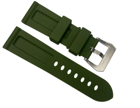 New Watch Band 24mm Rubber Strap ARMY GREEN Color for PANERAI OFFICIAL