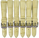 Lot of 6 Beige Genuine Leather Watch Bands 15mm Alligator Grain Padded, Stitched