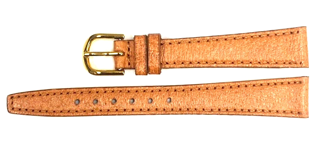 Watch Band TAN Color Genuine PIGSKIN Grain Flat, Stitched 14mm (A1 Quality)
