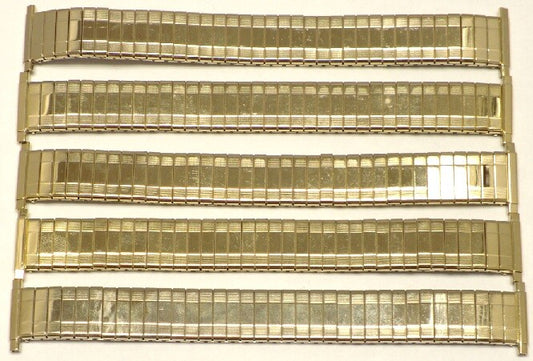 Lot of 5Pcs.Watch Bands GoldTone Stretch Stainless Steel Fit 16,18,20,22mm Watch
