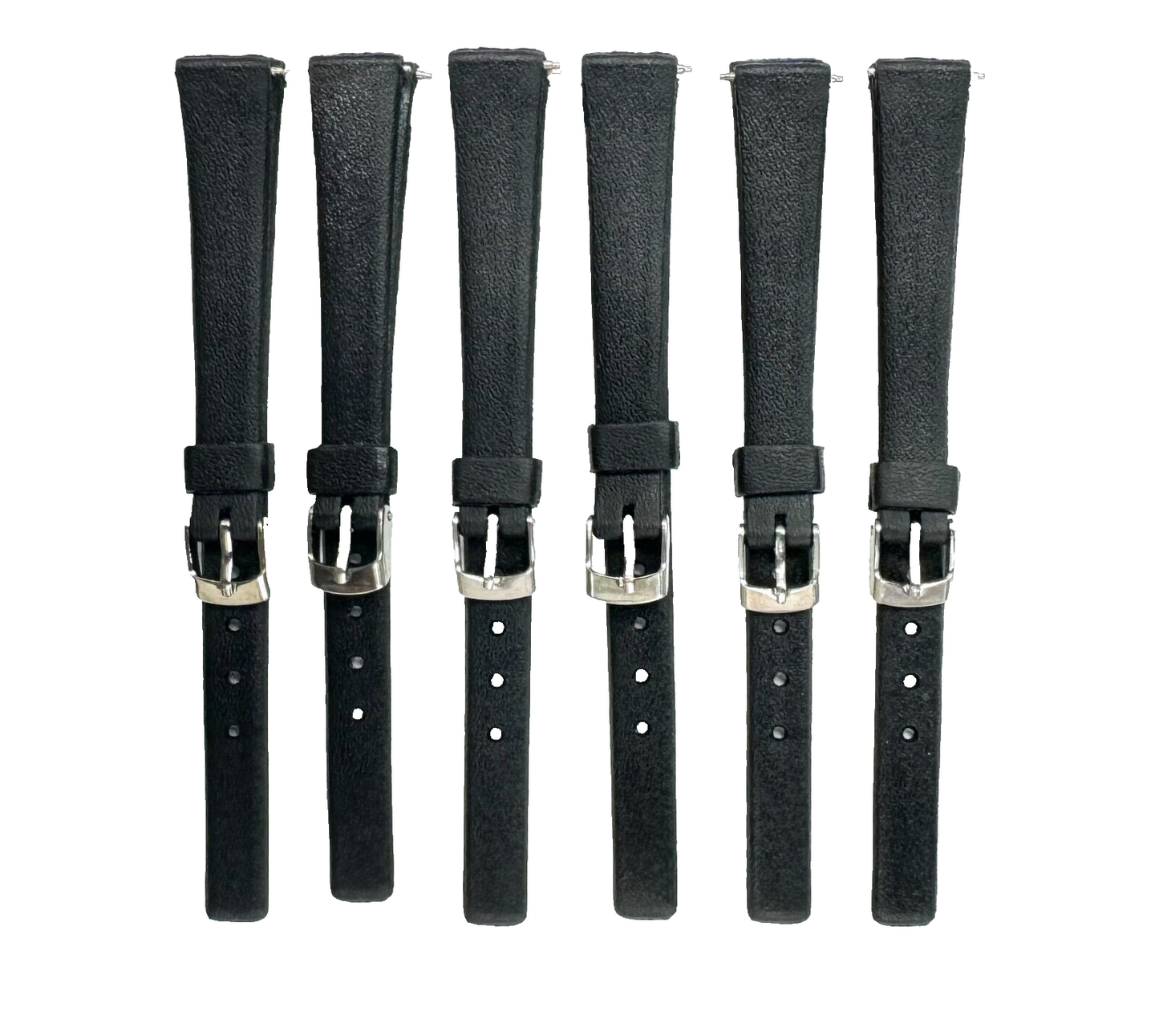 LOT OF 6 Watch Bands 12MM PVC Plain Black fits Casio, Timex and Other Watches