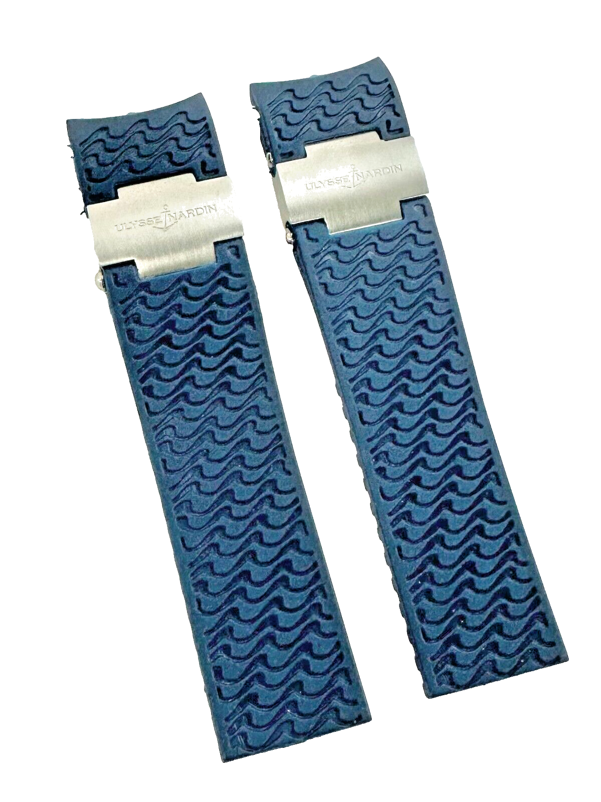 22mm Blue Curved Rubber Watch Band for ULYSSE NARDIN Maxi Marine With Metal Pcs