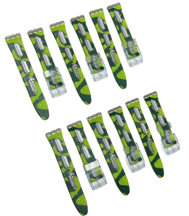 Plastic PVC Watch Band Strap Art Design Swatch Replacement Including Pins 17mm