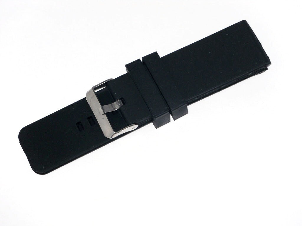 26 MM Black color Silicone watch band silver buckle with free spring bars