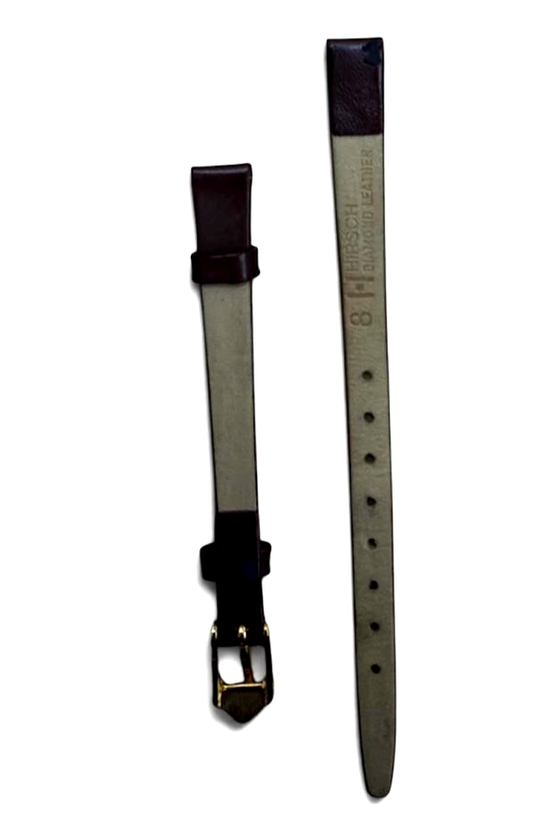 8mm Hirsch Diamond BROWN Leather Watch Band