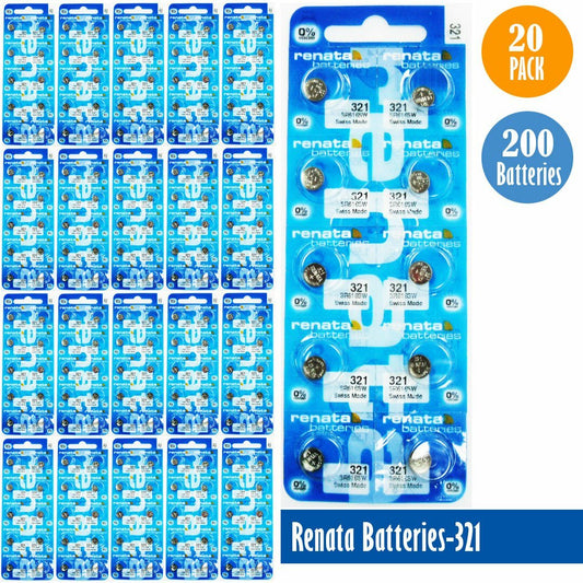 Renata 321 Watch Cell Batteries SR616SW, SWISS MADE, 0% MERCURY (Pack of 100)