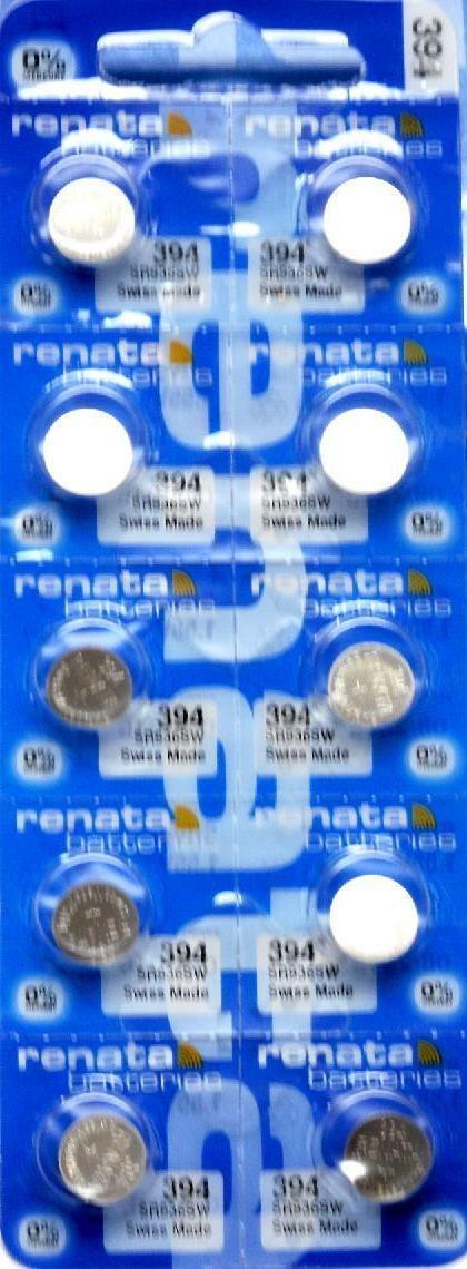 Renata 394 Watch Cell Batteries SR936SW, SWISS MADE, 0% MERCURY (Pack 10)