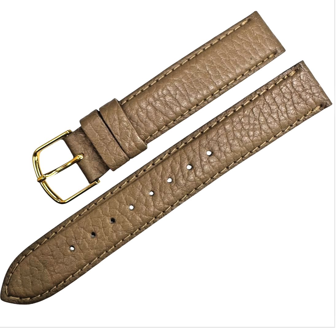 KREISLER Genuine Calfskin Brown Vintage Watch Band 16MM Gold-Tone Buckle