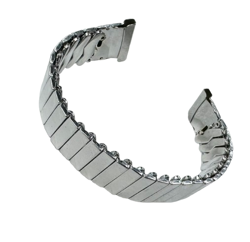 5 Pcs of 18MM Silver Tone Classic Ribbed Stretch Stainless Steel Watch Band