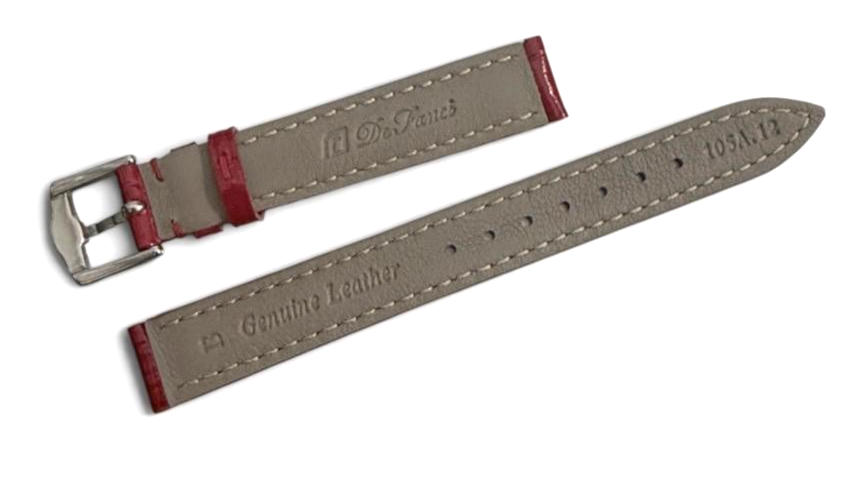 Watch Band Genuine Leather Red Alligator Grain,Padded,Stitched 13mm