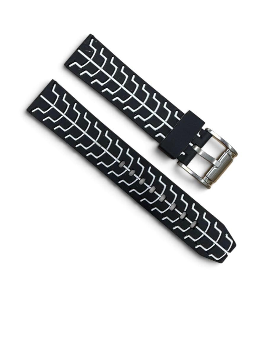 Black Silicone Watch Strap Quick Release 22mm Waterproof Soft Rubber Band