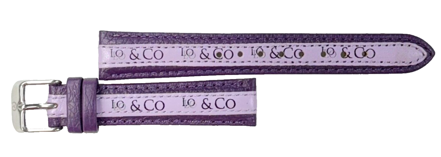 LO&CO Quality Watch Band 16mm Regular Purple Genuine Leather  Stitched, Padded