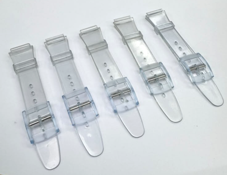 SET OF 5 14MM Plastic PVC Watch Band Flat Clear White without Pins