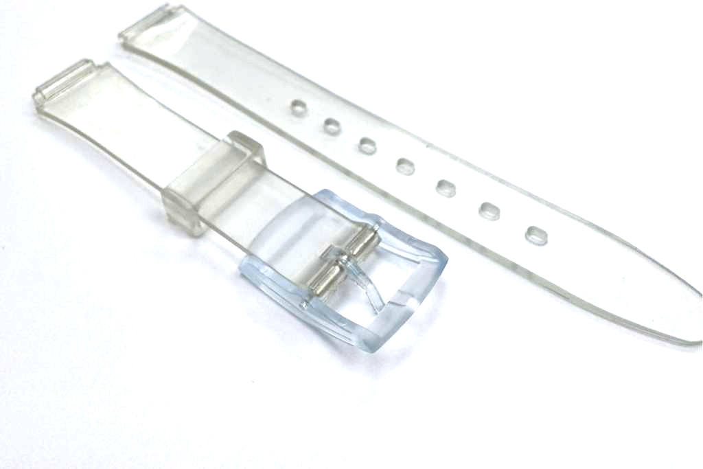 14MM Plastic PVC Replacement  Watch Band Flat Clear White without Pins