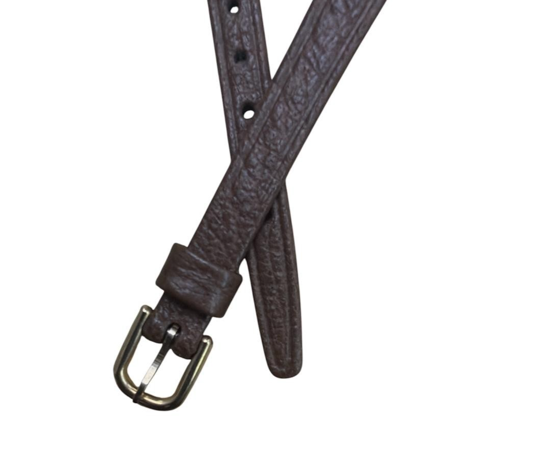 New Hirsch- Brown Saddle Leather Watch Band 8mm Lugs Gold Buckle