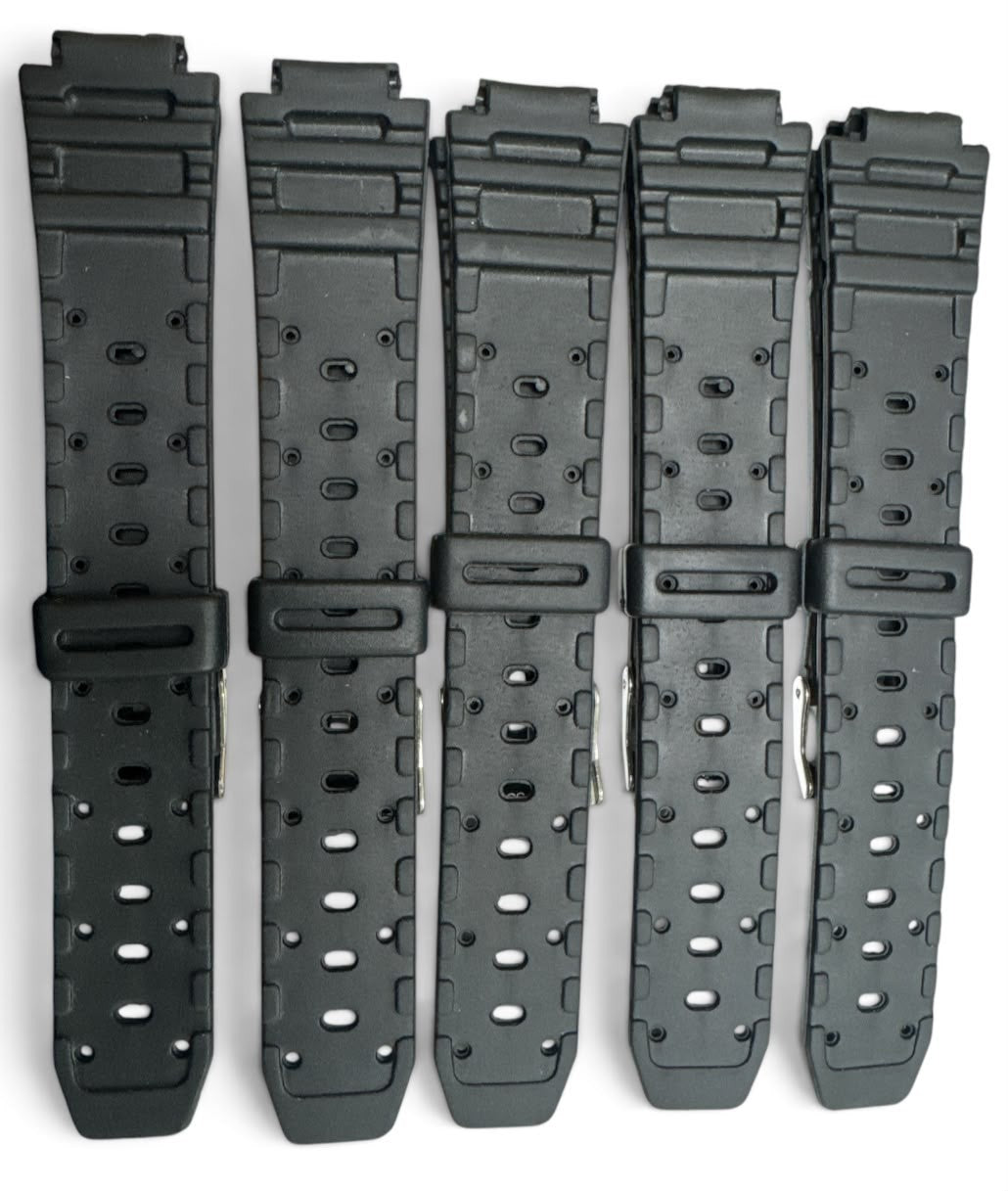 SET OF 5 14MM BLACK PLASTIC PVC WATCH BAND FOR CASIO
