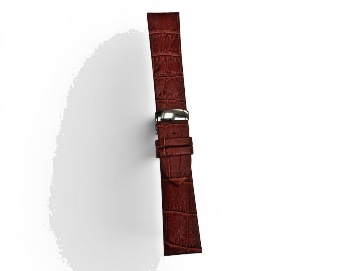 24mm RED WatchBand Alligator Grain Deployment Clasp Fits Omega/Longines/Tissot