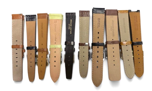 LOT OF 10 WATCH LEATHER BANDS MIX SIZE STYLE AND COLORS 16-22mm