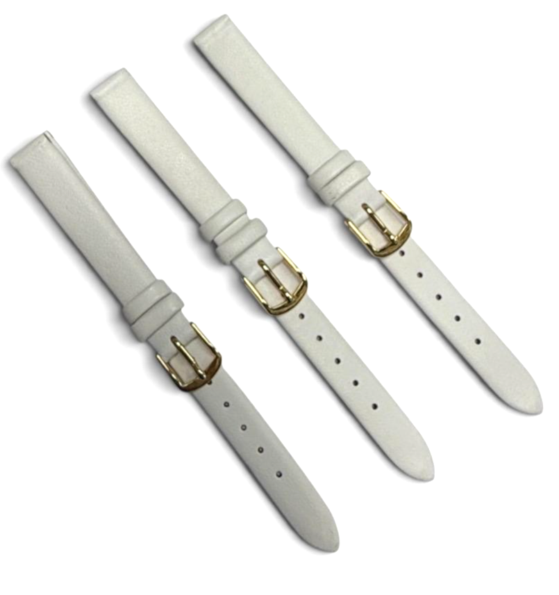 (set of 3)11mm white color Flat Genuine Leather Watch Band Strap