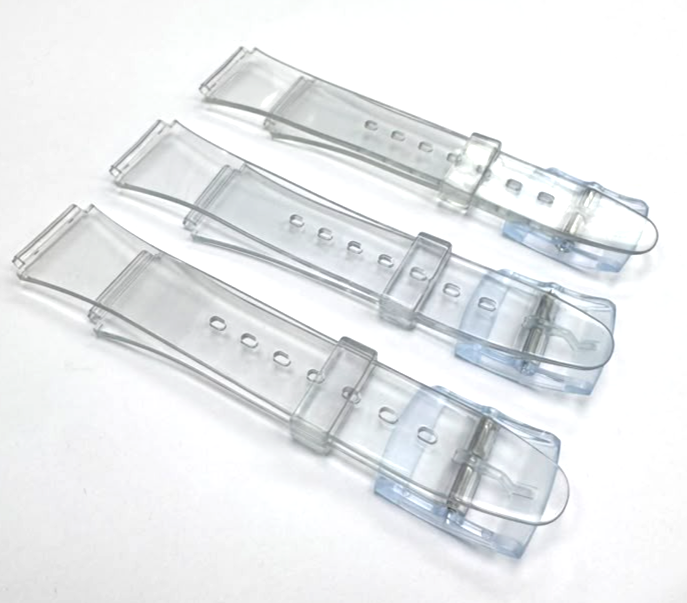 SET OF 3 17MM Plastic PVC Watch Band Flat Clear White without Pins