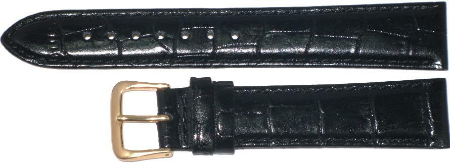 Watch Band Genuine Leather Black Alligator Grain,Padded,10mm (A1 Quality)