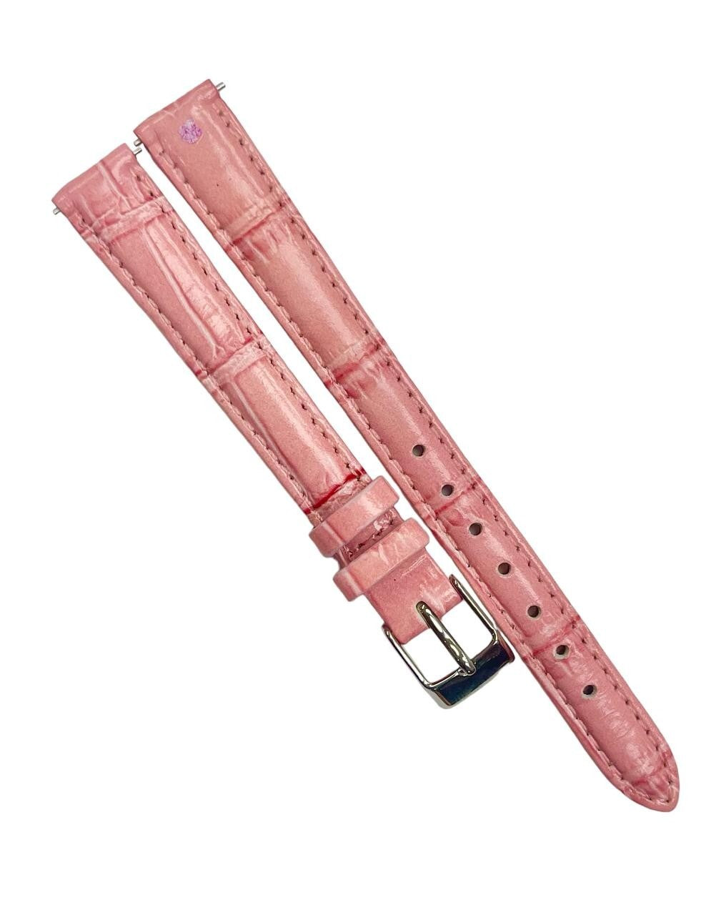 Watch Band Genuine Leather Alligator Grain PINK Padded,Stitched 12mm