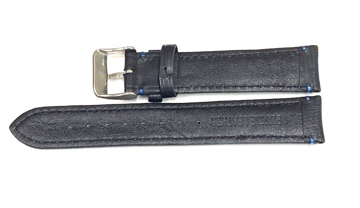 Excellent Quality, Watch Bands Genuine Leather Plain PADDED, Stitches Black 19MM