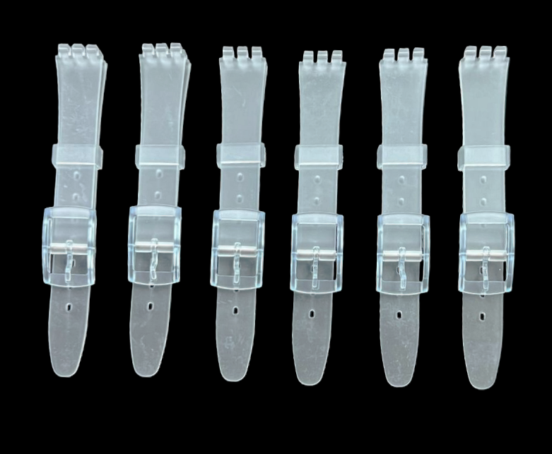 Swatch Replacement Plastic PVC Watch Band Flat Clear White without Pins 12mm
