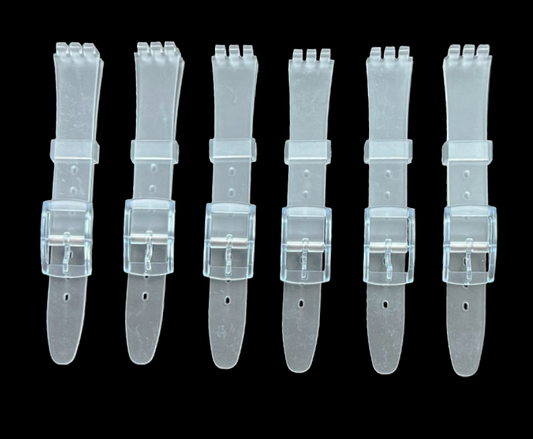 Swatch Replacement Plastic PVC Watch Band Flat Clear White without Pins 12mm