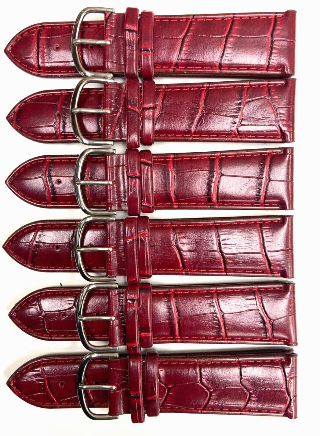Watch Bands Stitched Alligator Grain Padded Genuine Leather Of Size 24MM