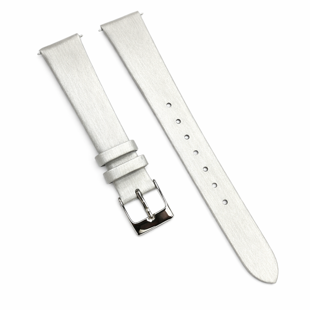 Satin Watch Bands w Quick Release pins Silver (12mm, 14mm, 16mm, 18mm, 20mm)