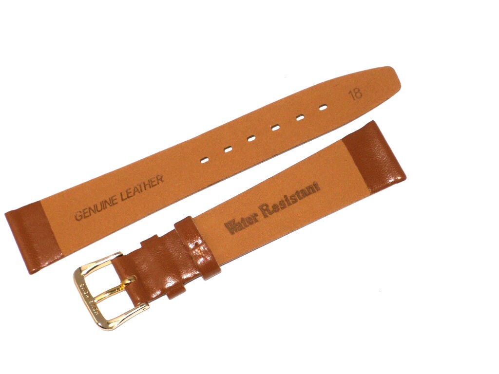 WATCH BAND TAN GENUINE LEATHER  FLAT 18MM ( A1 Quality)