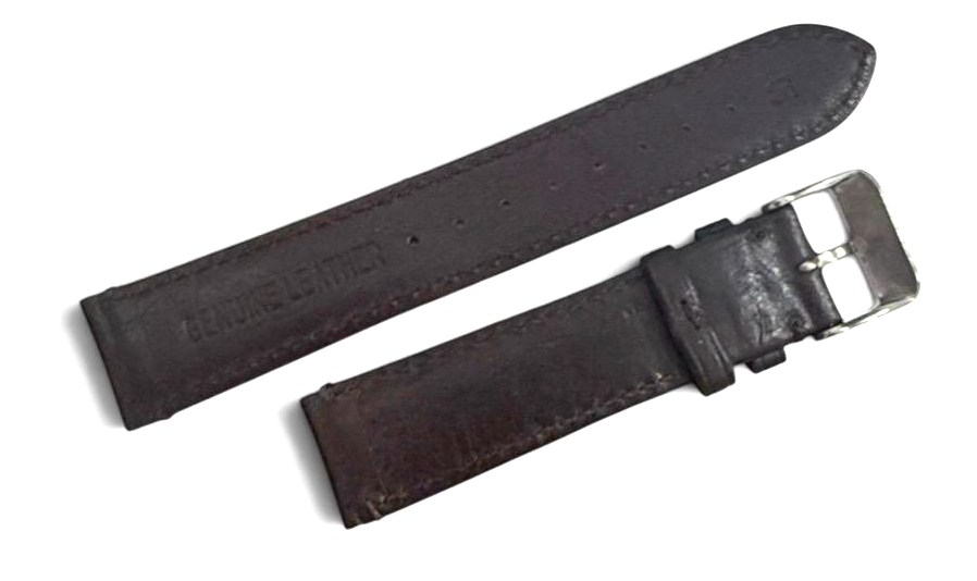 19mm D. Brown Genuine Leather Padded Stitched Watch Band