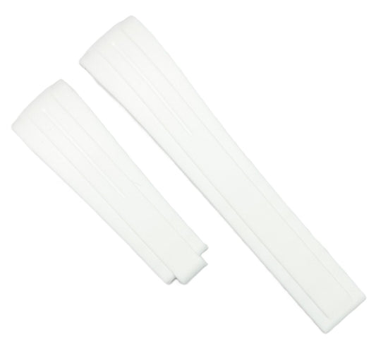 20mm Curved-End Vulcanized Rubber White Replacement Watch Band for ROLEX Watches