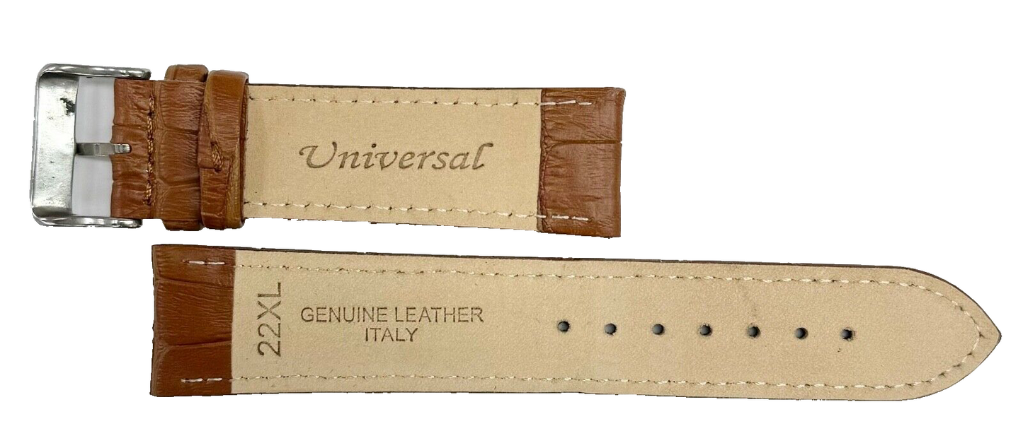 Lot of 6 Watch Bands Leather Alligator Grains L.Brown Padded 22mm XL