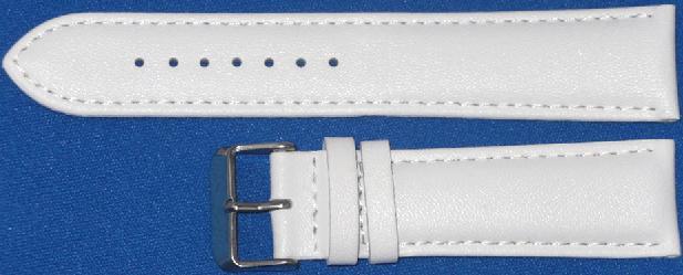 BEST QUALITY, WATCH BAND PLAIN WHITE GENUINE LEATHER,PADDED,STITCHED 18MM 