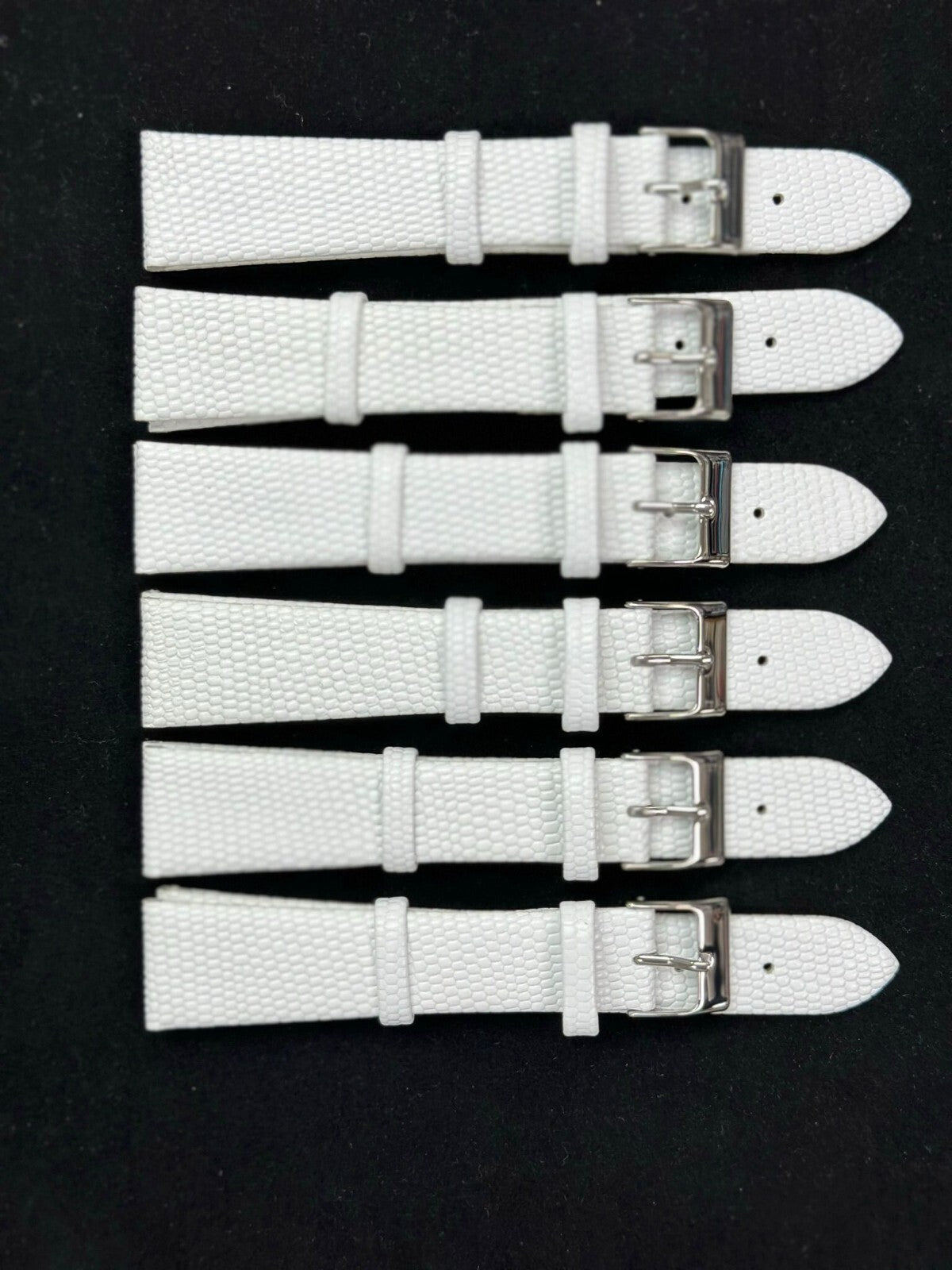 Lot of 6 Watch Bands white Genuine Leather Lizard Grain Padded  Top Quality