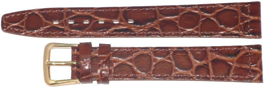 Watch Band Brown Genuine Leather Crocodile Grain Flat,Slim 10mm( A1 Quality)