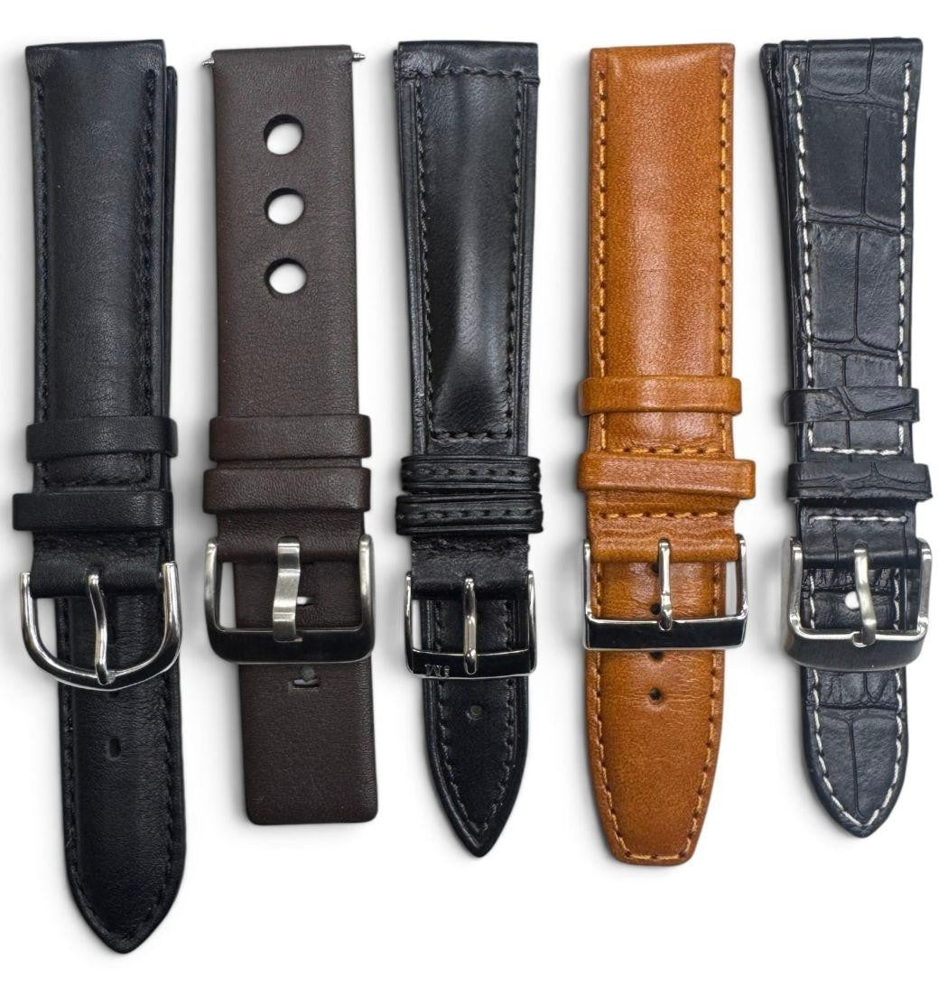 LOT OF 10 WATCH BANDS 20MM GENUINE LEATHER MIX STYLE AND COLORS