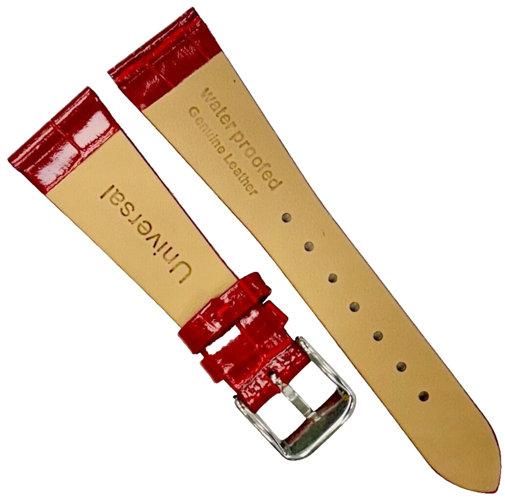 New Watch Band  D.Red Genuine Leather Alligator Grain (Flat, Short) 18x14 MM
