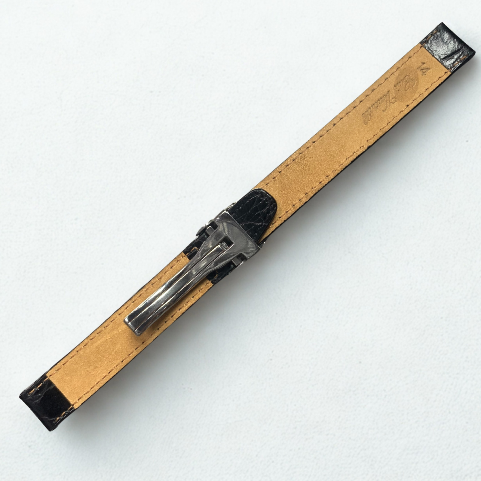 Genuine Leather Watch Band – 14mm Width | Classic Black Strap with Buckle