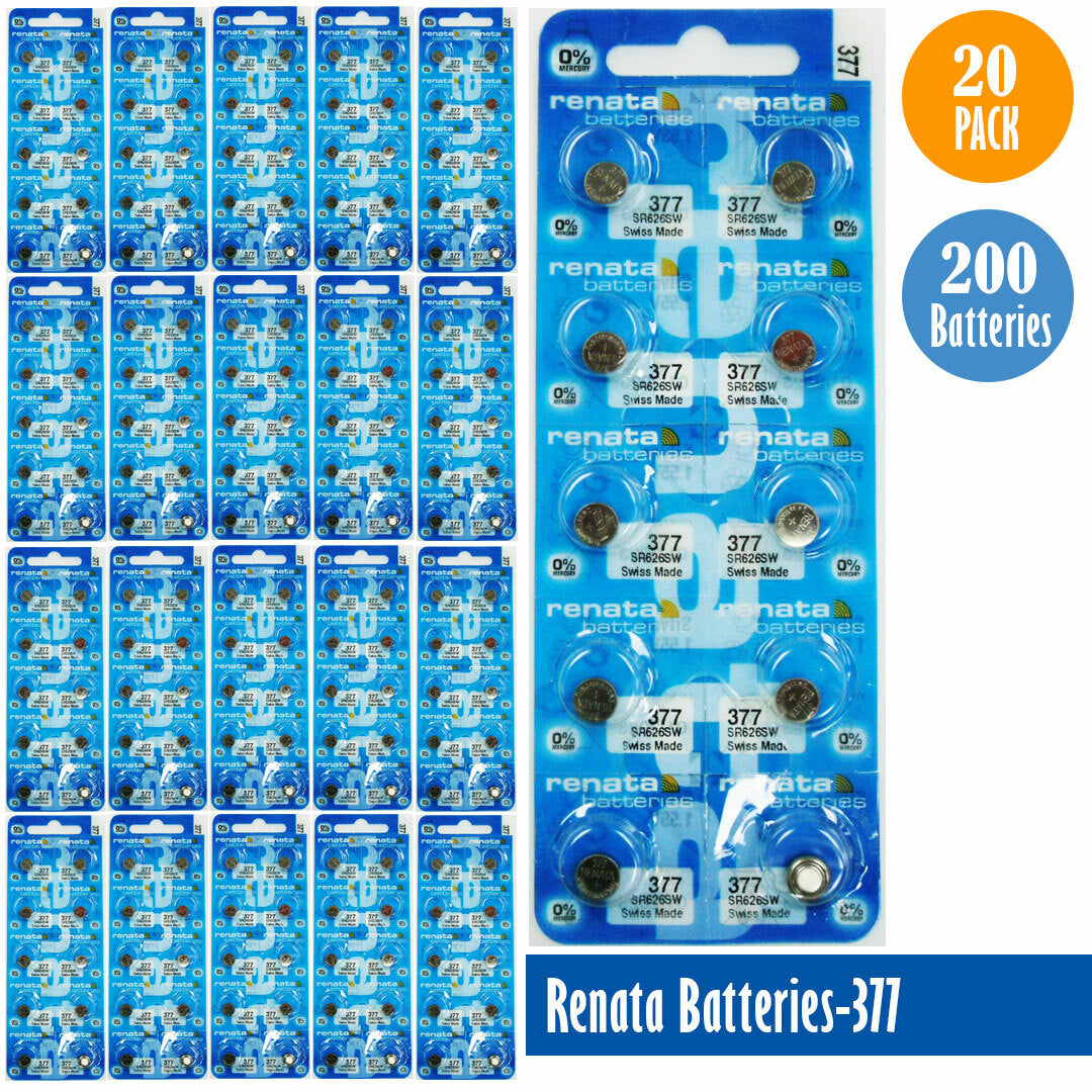 Renata 377 Watch Cell Batteries SR626SW, SWISS MADE Pack of 10 to 100