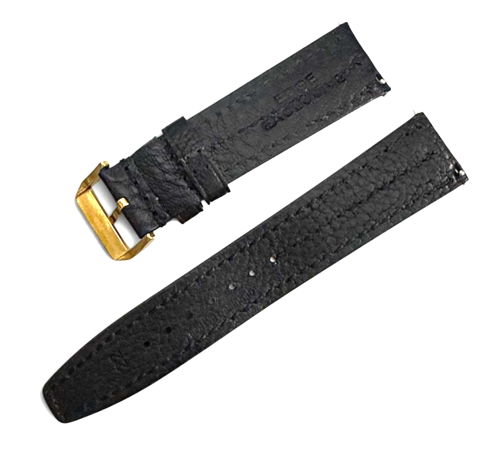 22m Black Color Genuine Leather Watch Band Strap