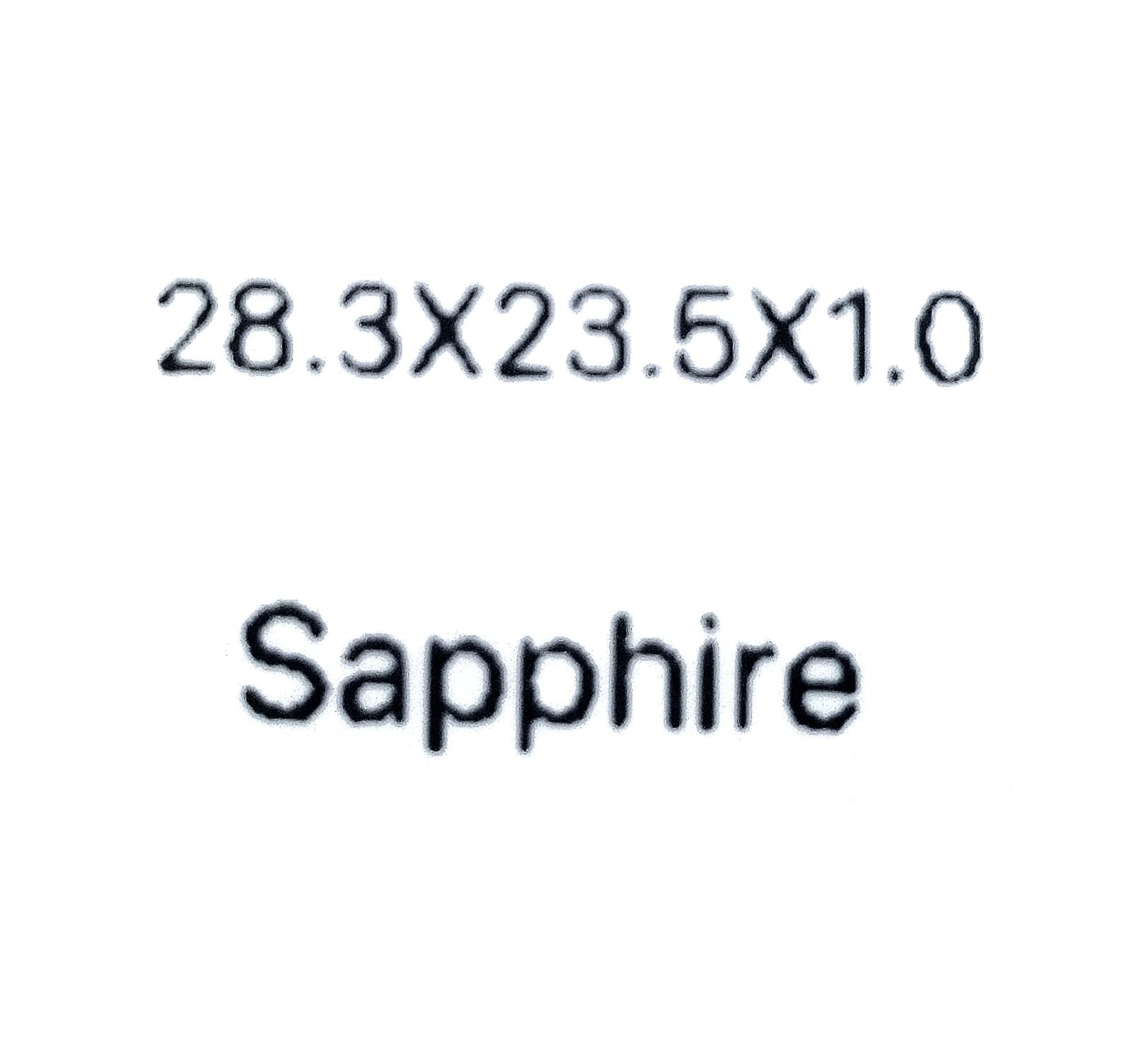 Sapphire Crystal Rado Rect Cut Corners Black Trim with Gold lines (28.3×23.5)mm