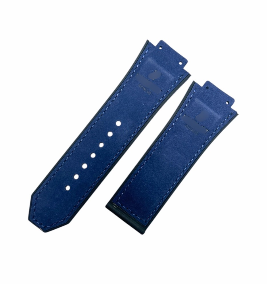 MATTE BLUE SUEDE LEATHER WATCH BAND FOR HUBLOT WATCHES OF SIZE 29X24MM