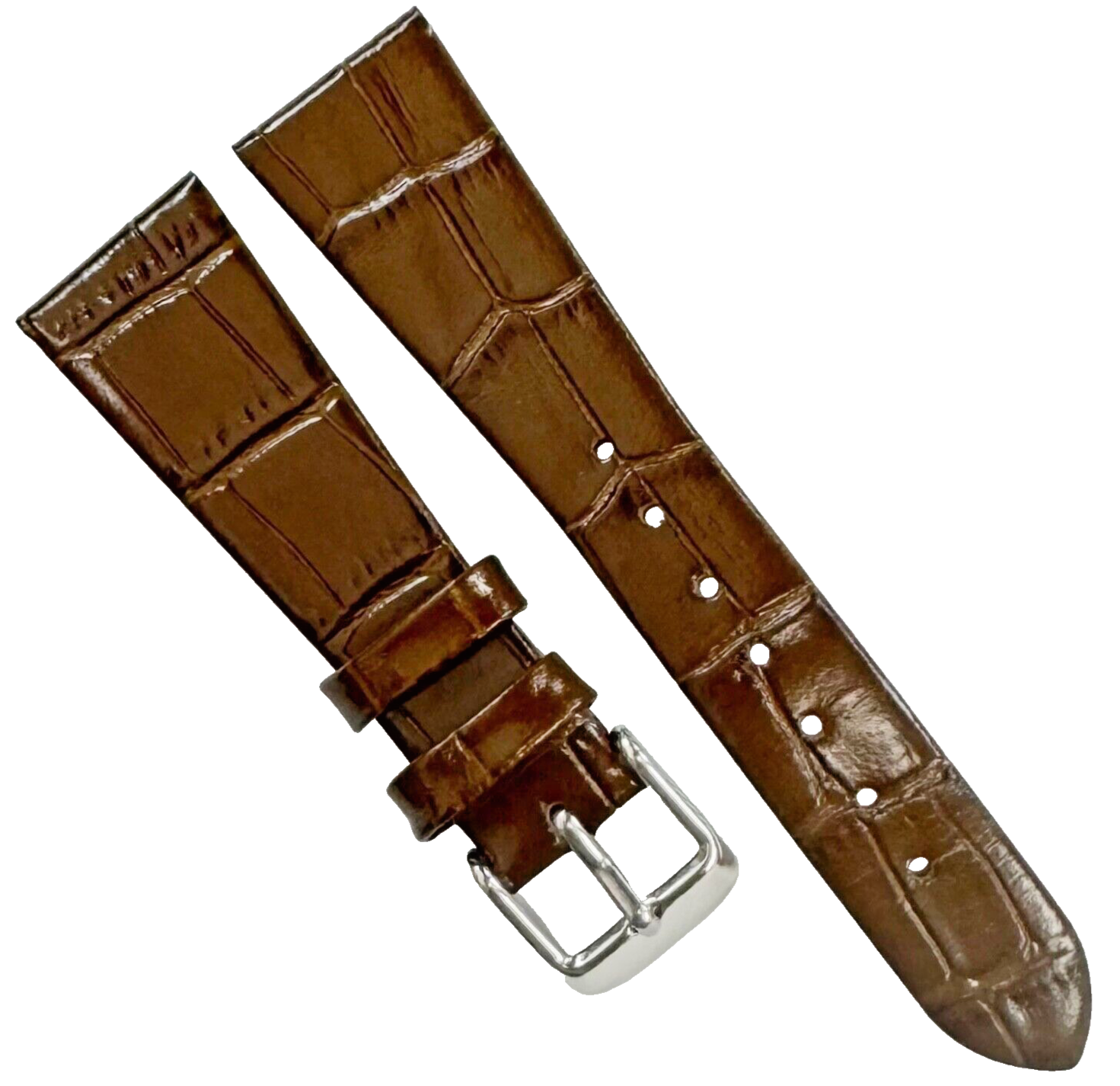 Best Quality,Watch Band Short 20MM Genuine Leather Brown Alligator Grain Flat