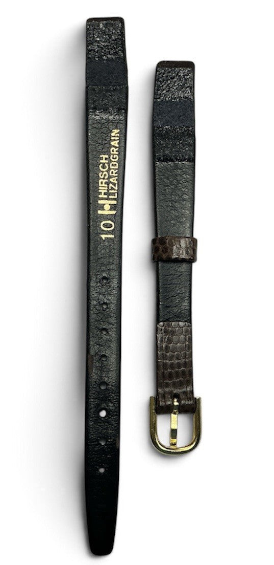 HIRSCH Genuine Lizard 10 mm Brown Watch Band Open End