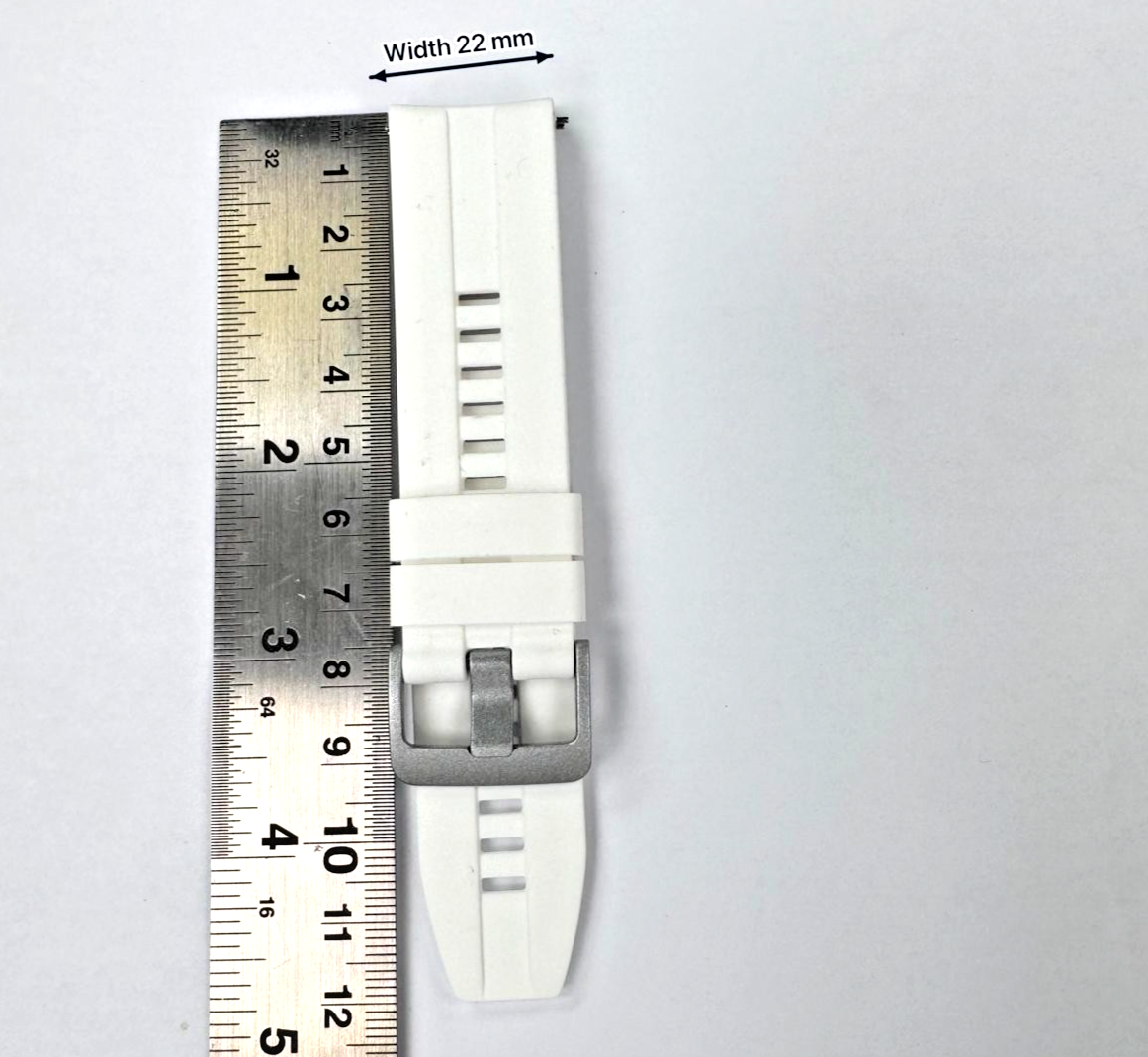 22 MM Rubber Silicone Sports Watch Band Quick Release Pin White Color