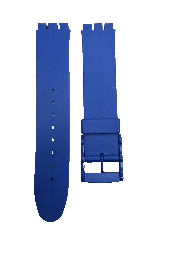 Blue Plastic PVC Watch Band Diamond Textured without Pins 17mm for SWATCH